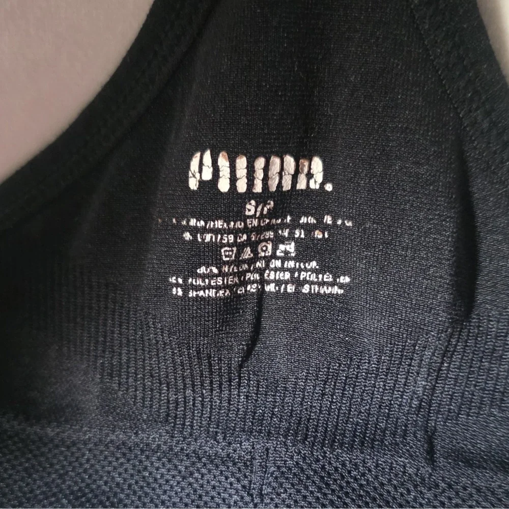 PUMA Black Racerback Sports Bra Wireless Size S Polyester Nylon Spandex Women
